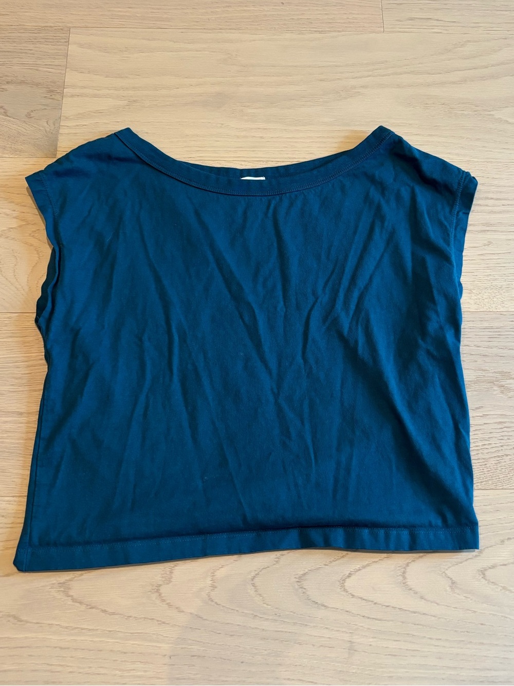 Garage Women's Dark Teal Cropped Over the Shoulder Muscle Tee